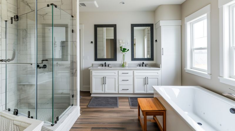 Floating Vanity with Walk-in Shower